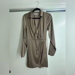 Abercrombie & Fitch Brown Sheath Dress with Plunge Neckline